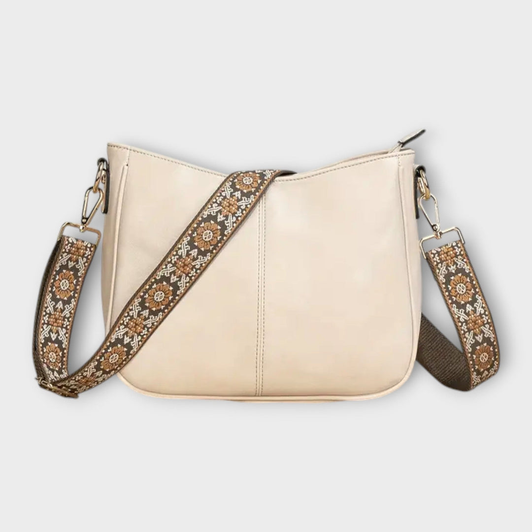 Vivienne | Faux Leather Crossbody Bag with Embroidered Strap