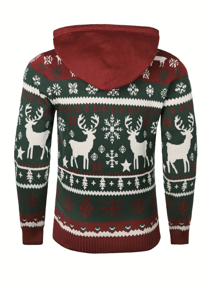 Ryan | Men's Reindeer Knit Hooded Christmas Jumper
