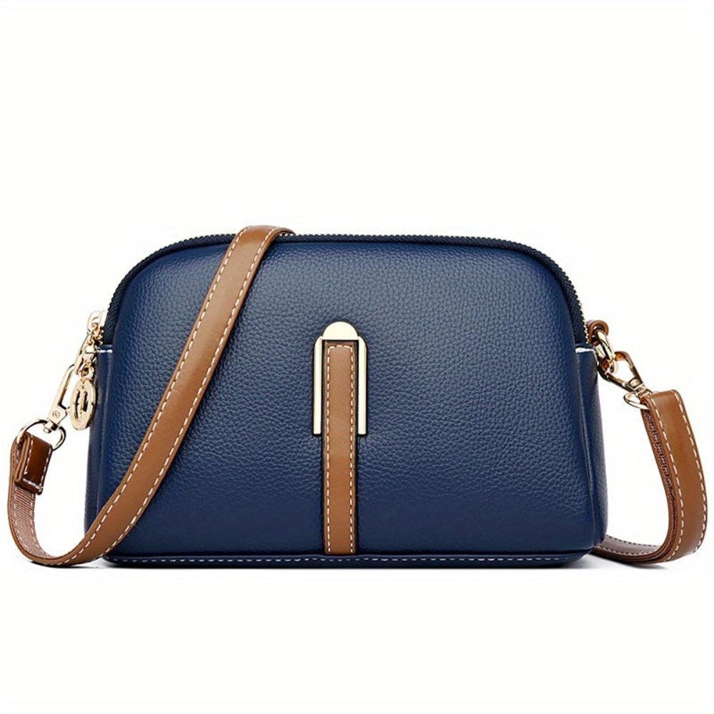 Bianca | Black Litchi Embossed Leather Crossbody Bag