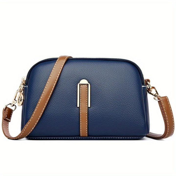 Bianca | Black Litchi Embossed Leather Crossbody Bag