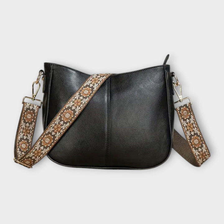 Vivienne | Faux Leather Crossbody Bag with Embroidered Strap