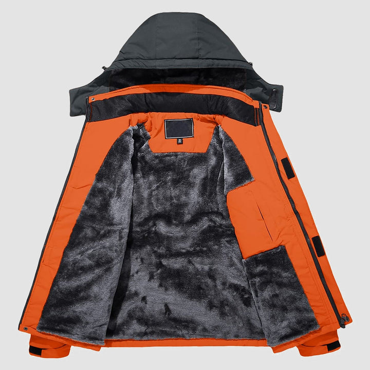 Orange Grey MAGCOMSEN Men's Water-Repellent Winter Ski Jacket with Fleece Lining in #Color_Orange Grey