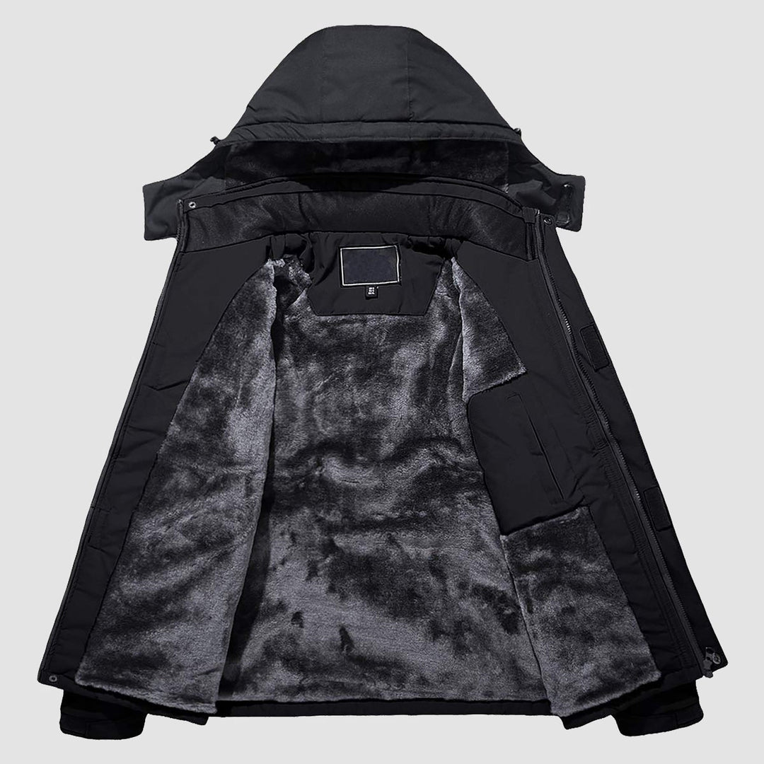 Black Grey MAGCOMSEN Men's Water-Repellent Winter Ski Jacket with Fleece Lining in #Color_Black Grey
