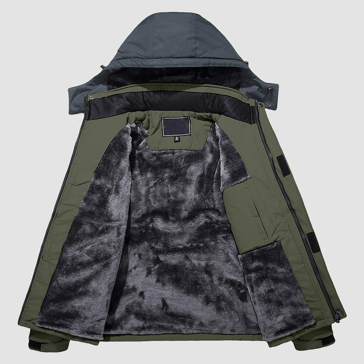 Army Green MAGCOMSEN Men's Water-Repellent Winter Ski Jacket with Fleece Lining in #Color_Army Green