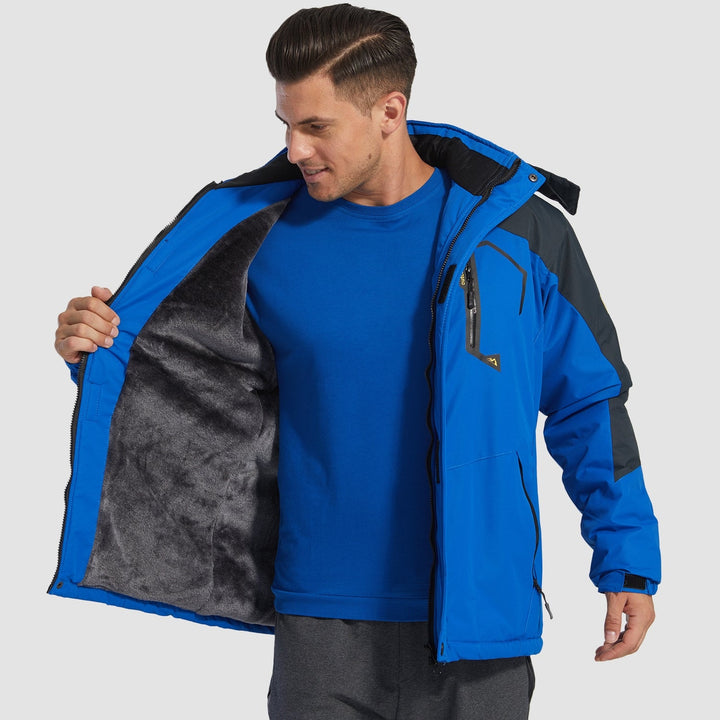 Bright Blue MAGCOMSEN Men's Water-Repellent Winter Ski Jacket with Fleece Lining in #Color_Bright Blue
