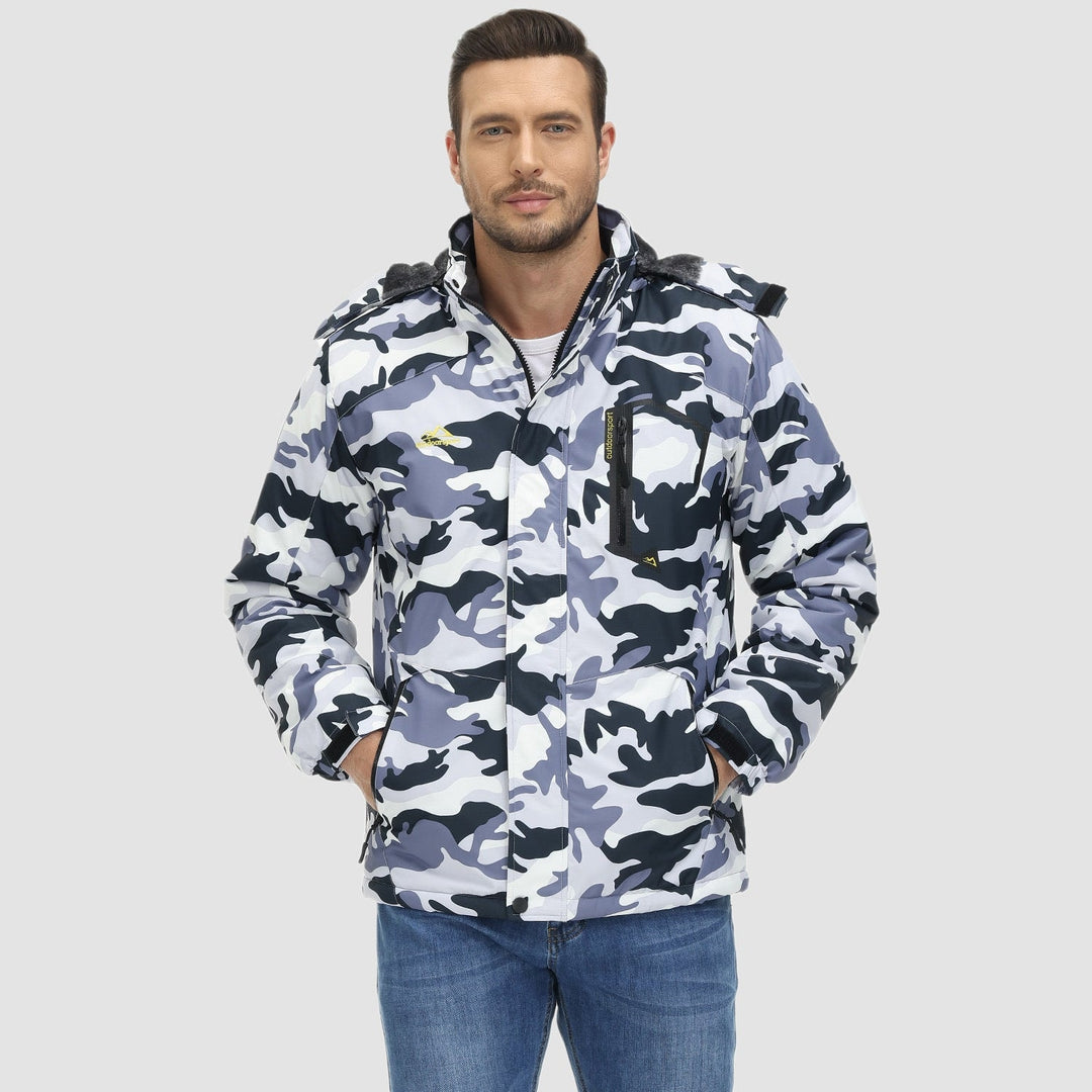 Grey Camo MAGCOMSEN Men's Water-Repellent Winter Ski Jacket with Fleece Lining in #Color_Grey Camo