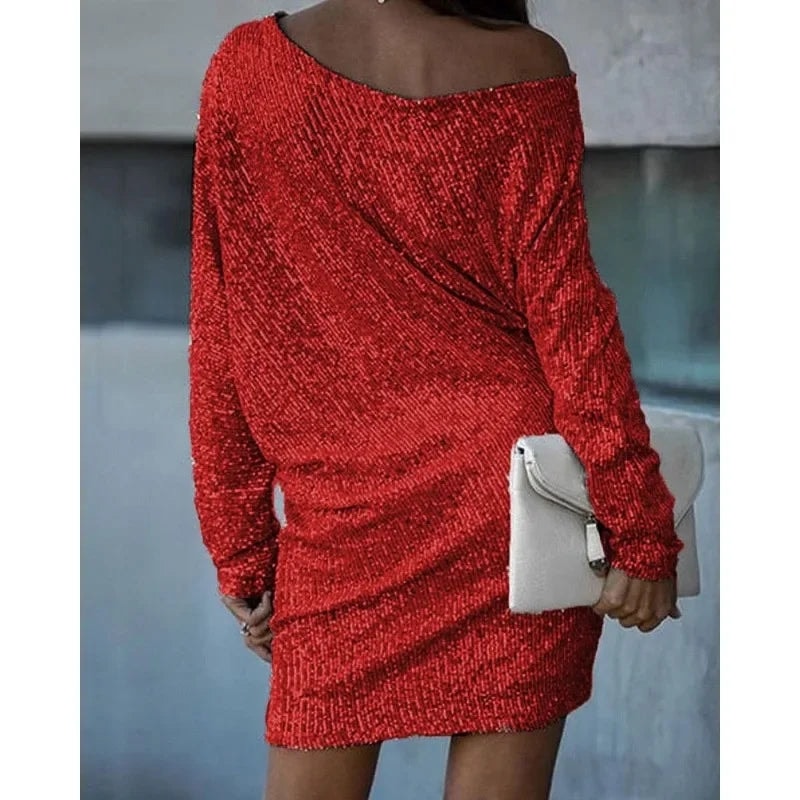 Emerson | Sparkly Sequin Off Shoulder Mini Dress