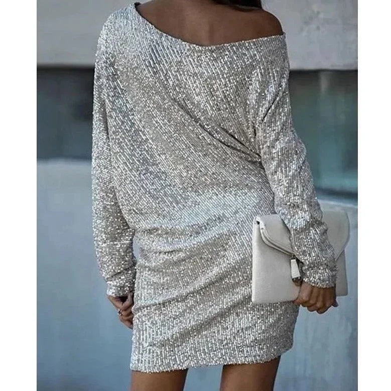 Emerson | Sparkly Sequin Off Shoulder Mini Dress