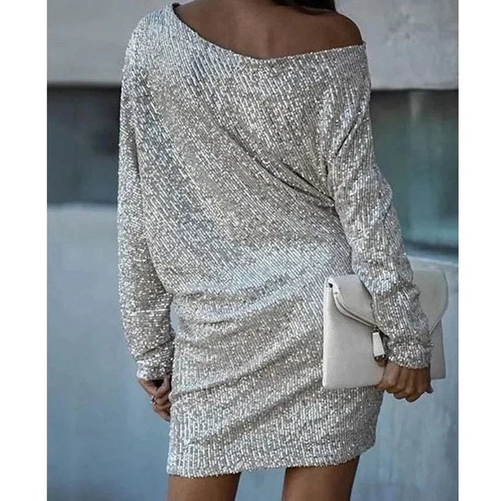 Emerson | Sparkly Sequin Off Shoulder Mini Dress