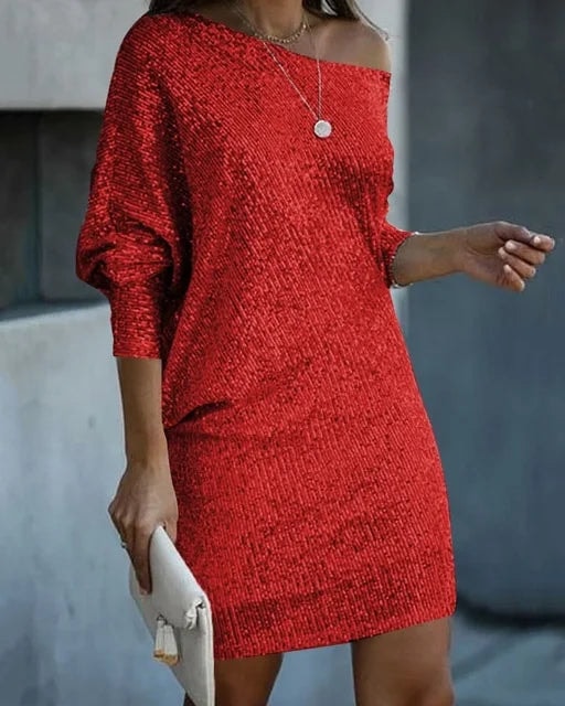 Emerson | Sparkly Sequin Off Shoulder Mini Dress