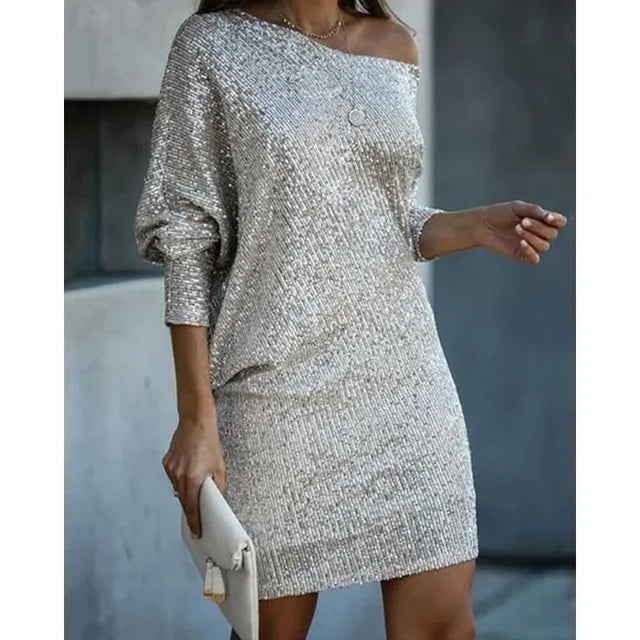 Emerson | Sparkly Sequin Off Shoulder Mini Dress