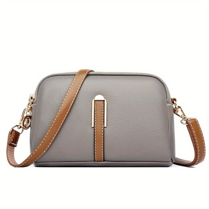 Bianca | Black Litchi Embossed Leather Crossbody Bag