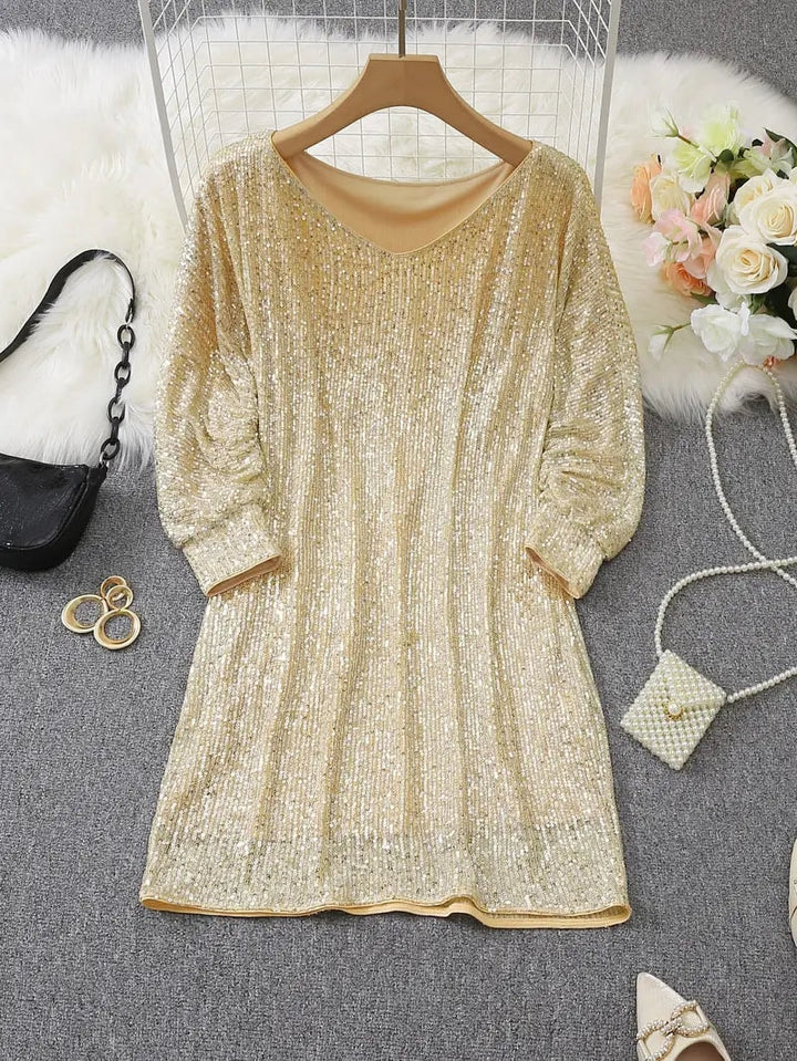 Emerson | Sparkly Sequin Off Shoulder Mini Dress