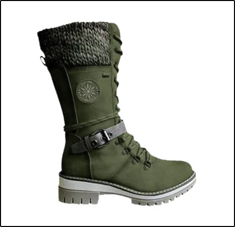 Charlotte | Waterproof Knit Cuff Snow Boots Lace-Up Knee High