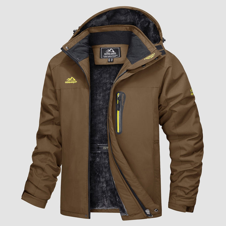 Coffee MAGCOMSEN Men's Water Resistant Ski Jacket - Fleece Lined Parka in #Color_Coffee