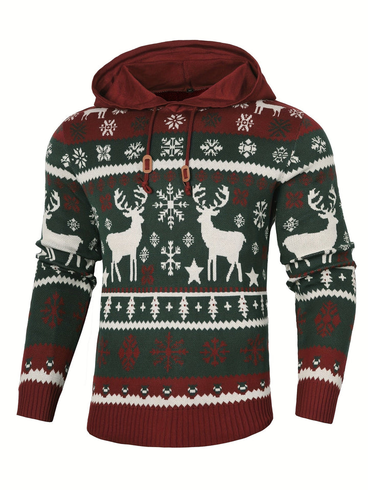 Ryan | Men's Reindeer Knit Hooded Christmas Jumper