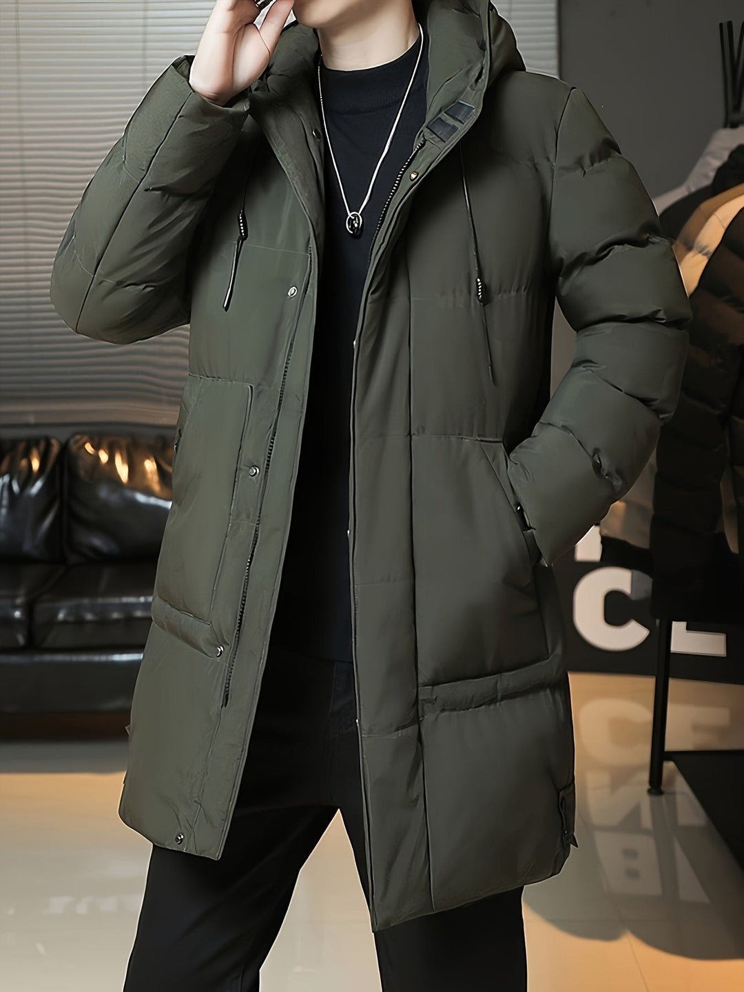 Ace | Men's Hooded Quilted Long Coat
