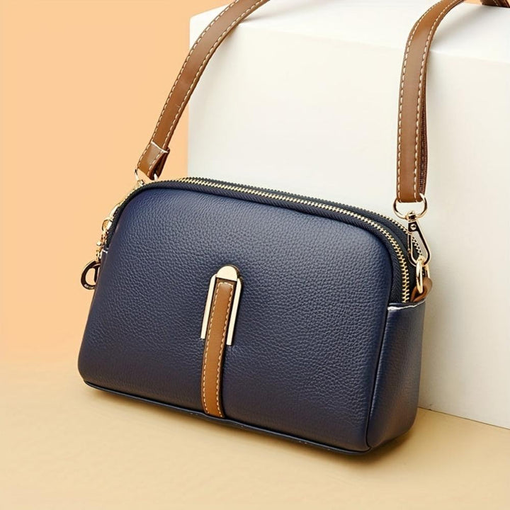 Bianca | Black Litchi Embossed Leather Crossbody Bag
