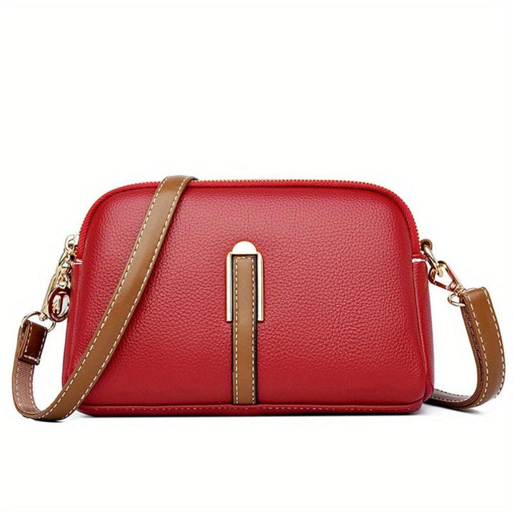 Bianca | Black Litchi Embossed Leather Crossbody Bag