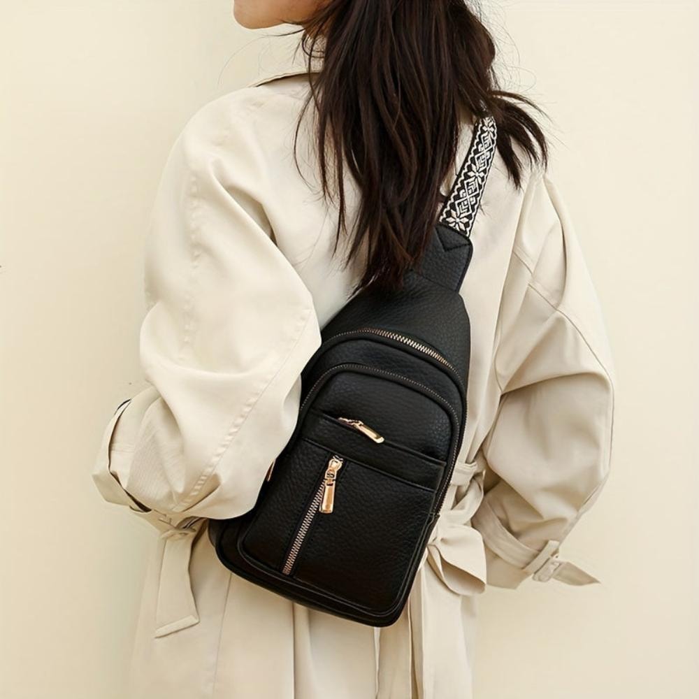 Adeline | Women's Faux Leather Chest Sling Crossbody Bag