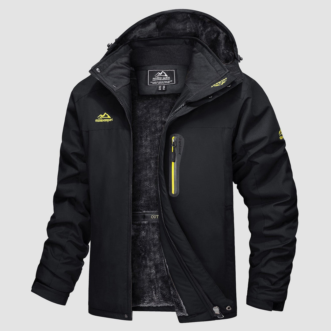 Black MAGCOMSEN Men's Water Resistant Ski Jacket - Fleece Lined Parka in #Color_Black