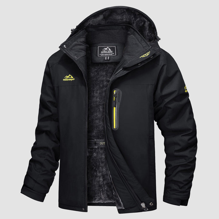 Black MAGCOMSEN Men's Water Resistant Ski Jacket - Fleece Lined Parka in #Color_Black