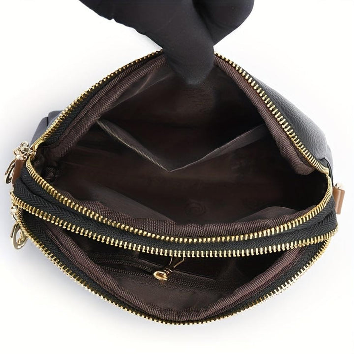 Bianca | Black Litchi Embossed Leather Crossbody Bag