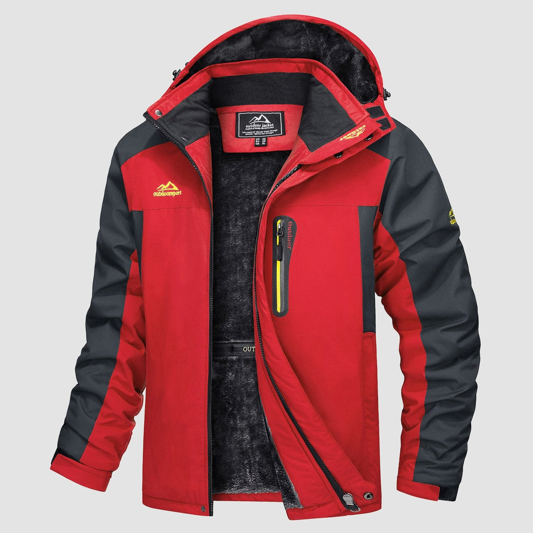 Red MAGCOMSEN Men's Water Resistant Ski Jacket - Fleece Lined Parka in #Color_Red