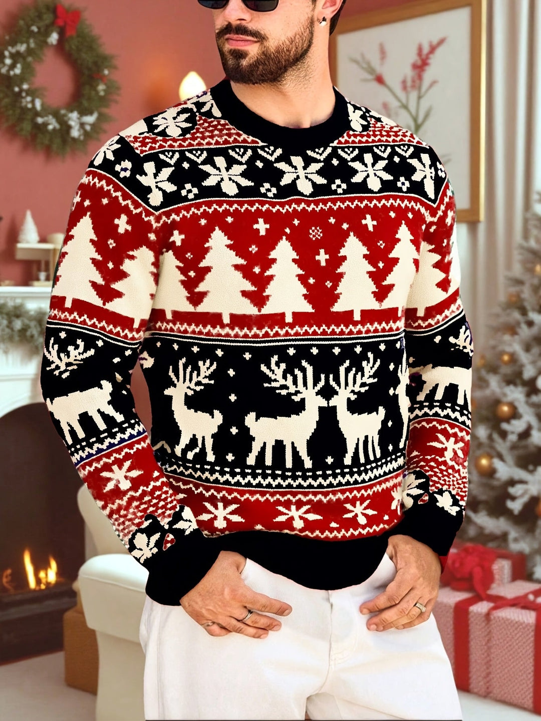 Austin | Men's Reindeer Fair Isle Christmas Jumper