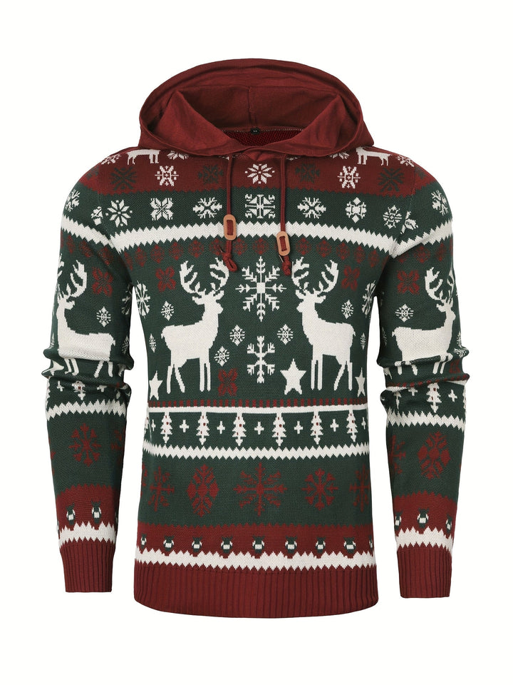 Ryan | Men's Reindeer Knit Hooded Christmas Jumper