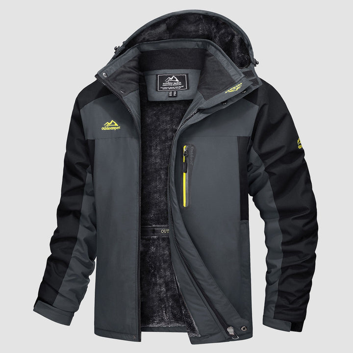 Grey Black MAGCOMSEN Men's Water Resistant Ski Jacket - Fleece Lined Parka in #Color_Grey Black