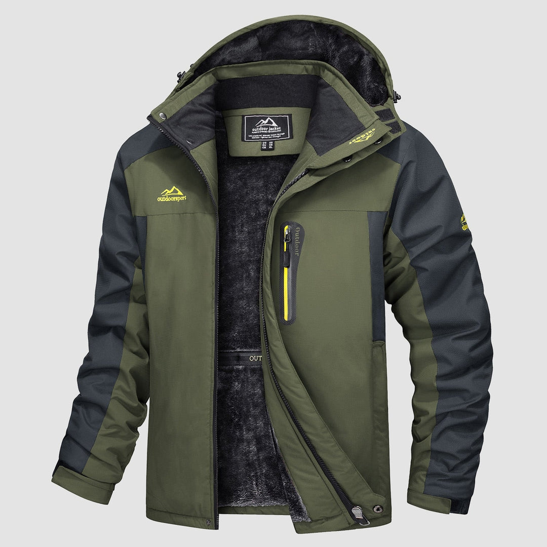 Army Green MAGCOMSEN Men's Water Resistant Ski Jacket - Fleece Lined Parka in #Color_Army Green