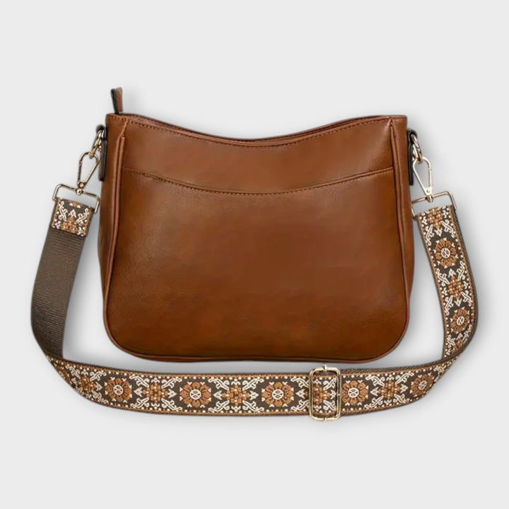 Vivienne | Faux Leather Crossbody Bag with Embroidered Strap