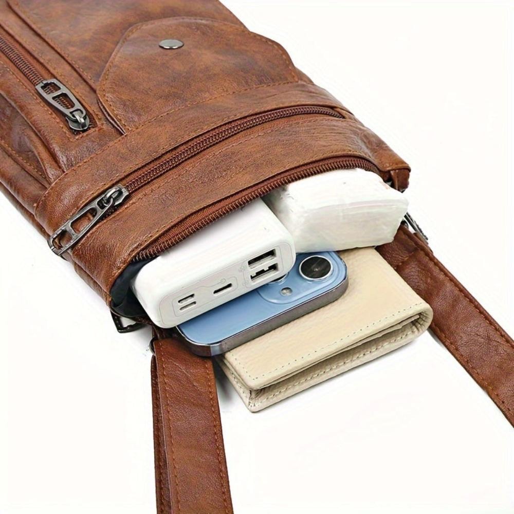Elise | Vintage Brown Leather Crossbody Bag