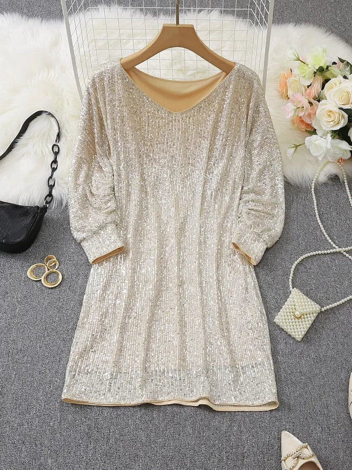 Emerson | Sparkly Sequin Off Shoulder Mini Dress