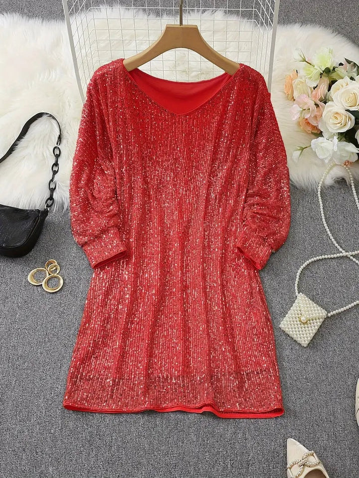 Emerson | Sparkly Sequin Off Shoulder Mini Dress