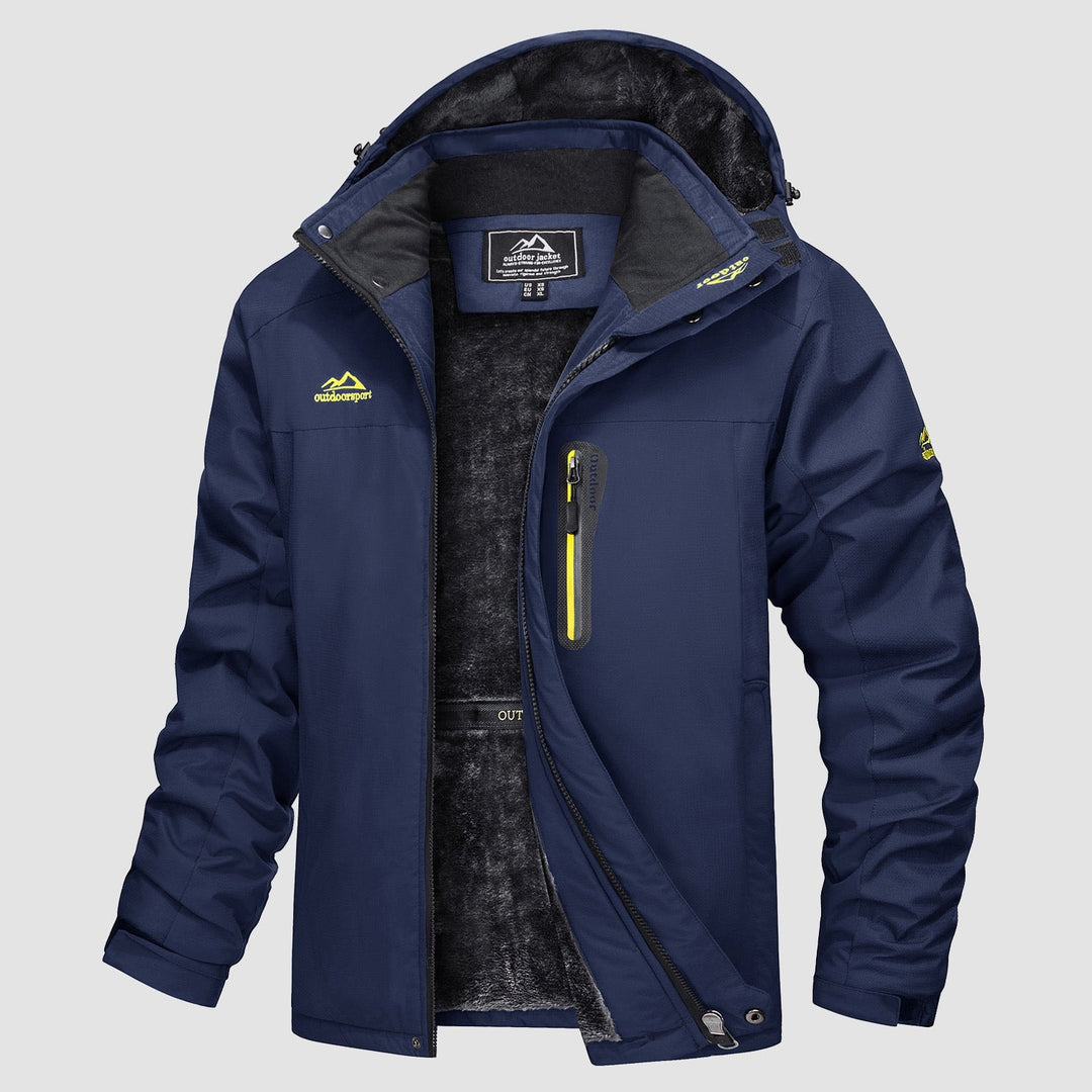 Navy MAGCOMSEN Men's Water Resistant Ski Jacket - Fleece Lined Parka in #Color_Navy
