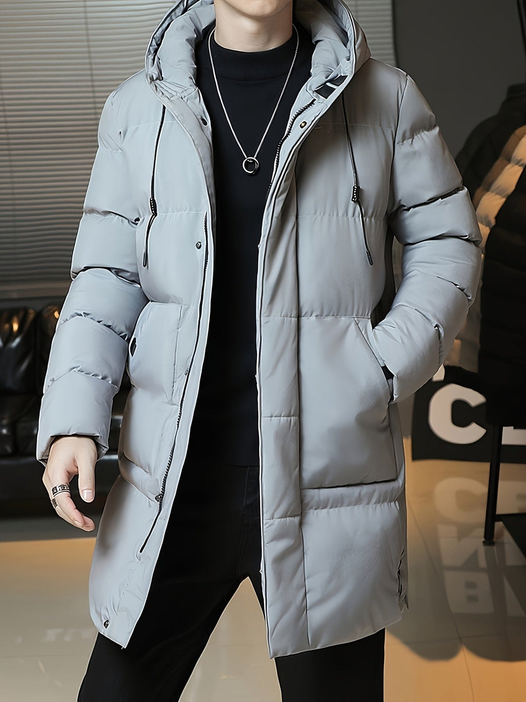 Ace | Men's Hooded Quilted Long Coat