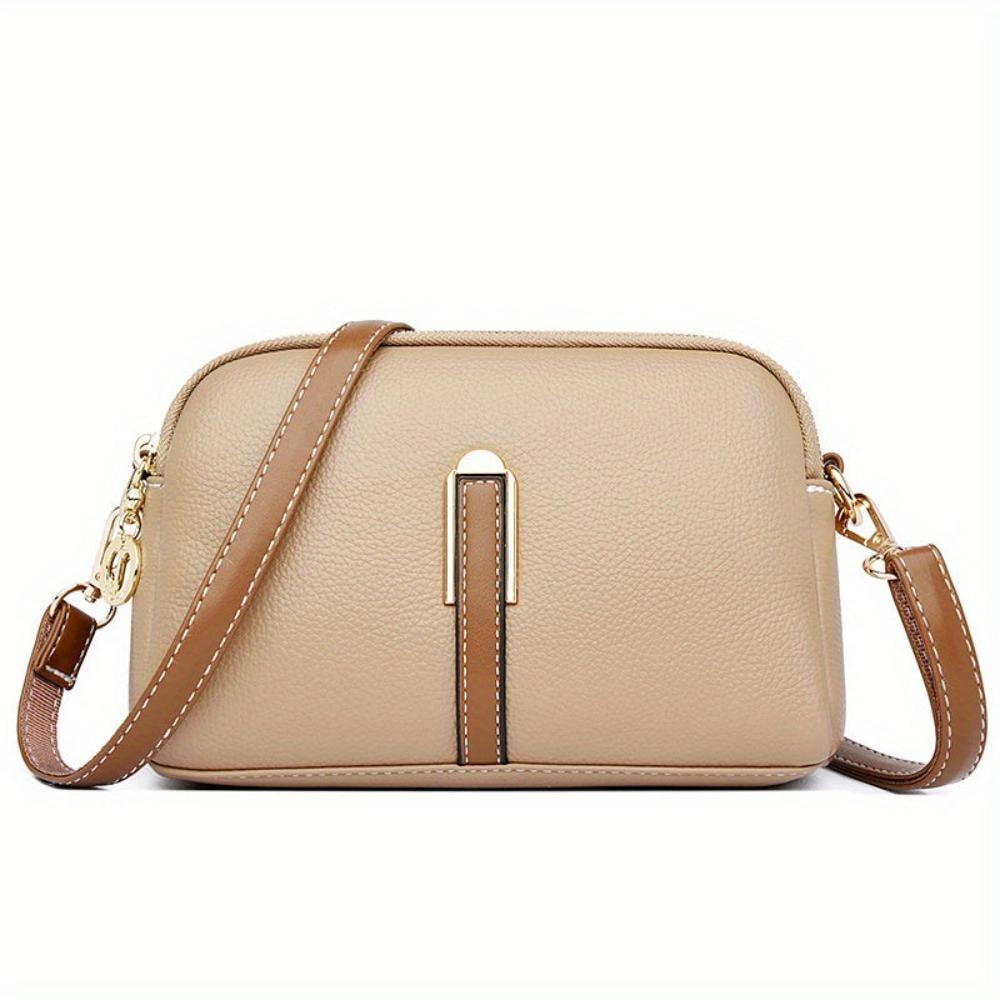 Bianca | Black Litchi Embossed Leather Crossbody Bag