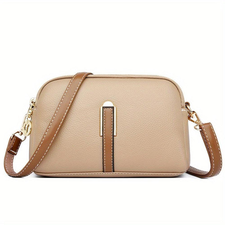 Bianca | Black Litchi Embossed Leather Crossbody Bag