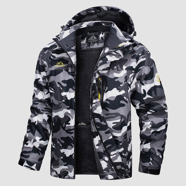 Black Camo MAGCOMSEN Men's Water Resistant Ski Jacket - Fleece Lined Parka in #Color_Black Camo