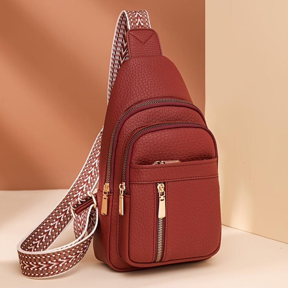 Adeline | Women's Faux Leather Chest Sling Crossbody Bag