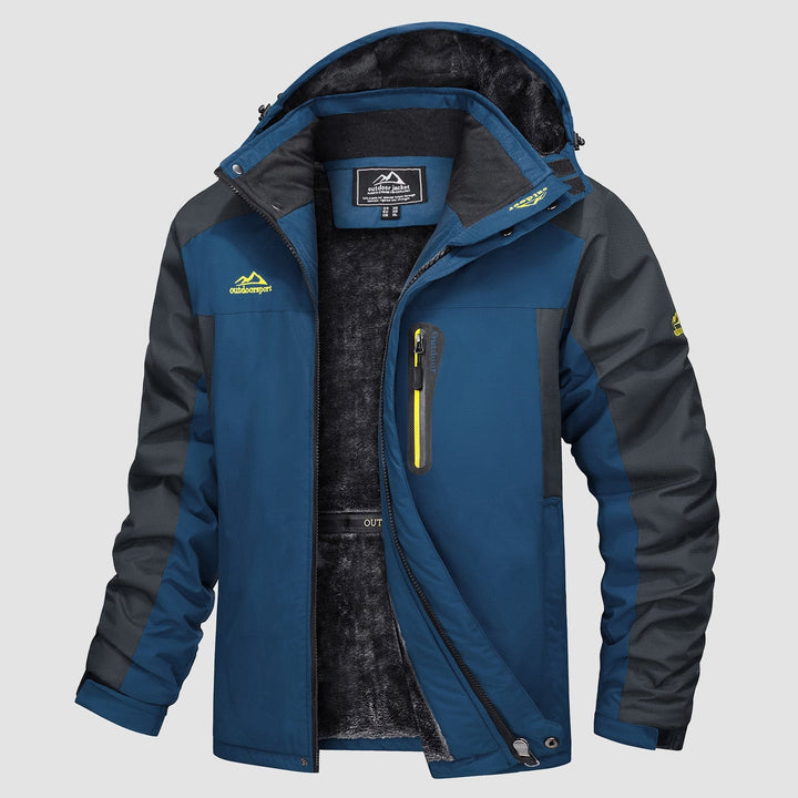 Denim Blue MAGCOMSEN Men's Water Resistant Ski Jacket - Fleece Lined Parka in #Color_Denim Blue