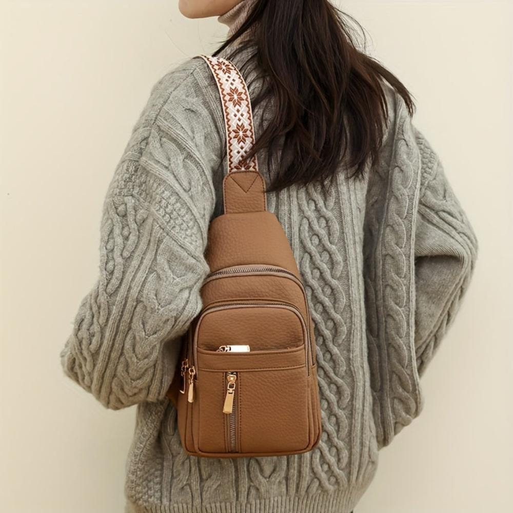 Adeline | Women's Faux Leather Chest Sling Crossbody Bag