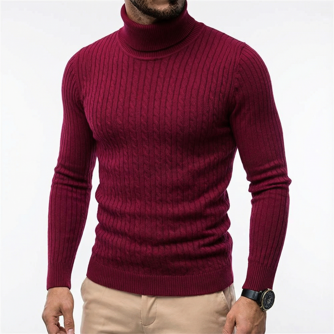 Blake | Men's Cable Knit Turtleneck Jumper