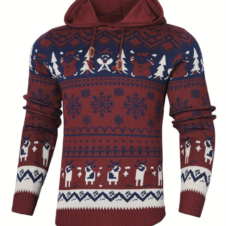 Ryan | Men's Reindeer Knit Hooded Christmas Jumper