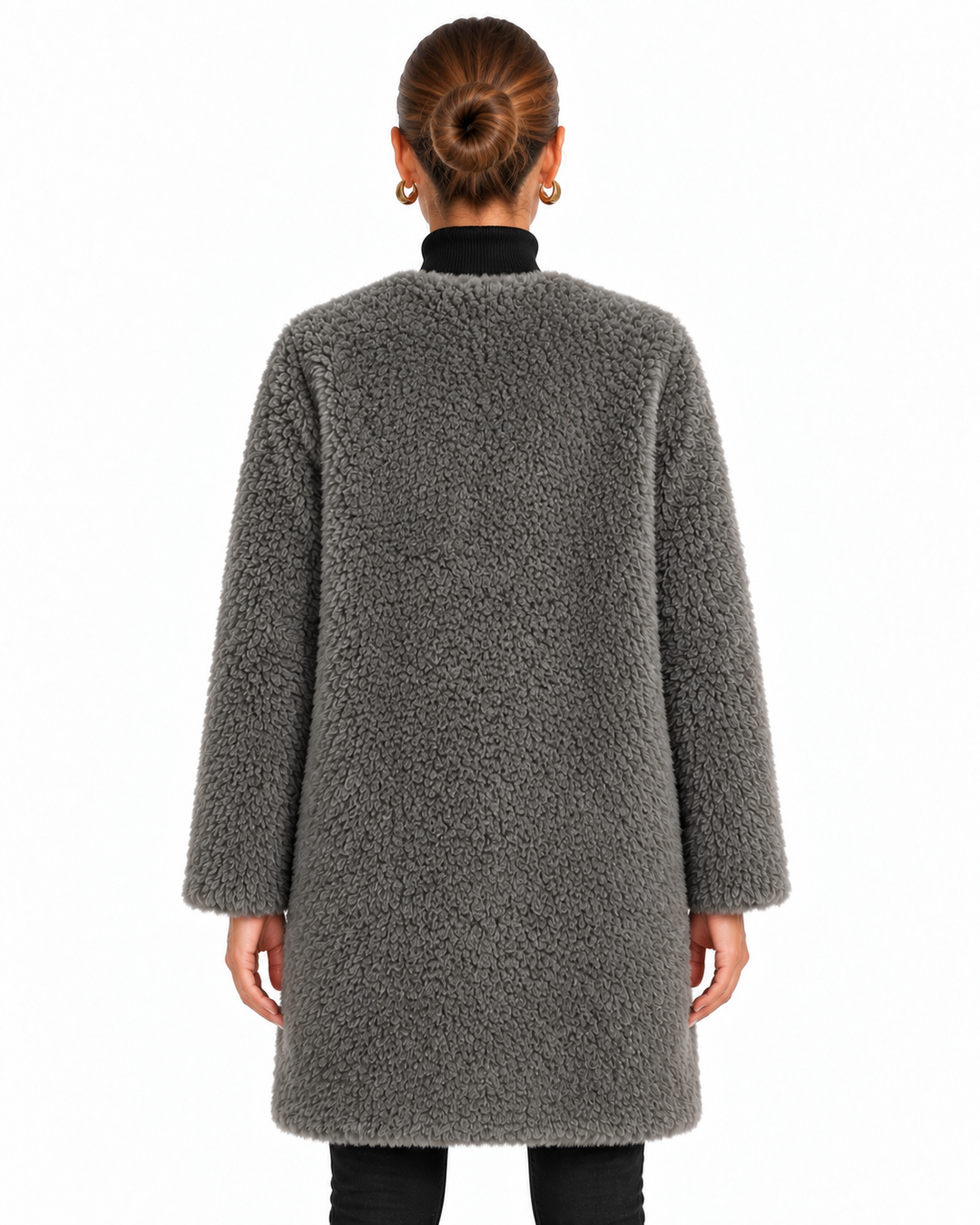 Sage | Women's Faux Fur Open Front Long Coat