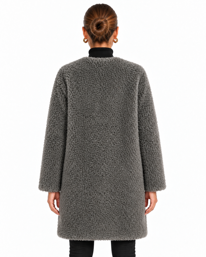 Sage | Women's Faux Fur Open Front Long Coat