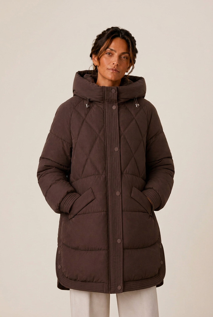 Valentina | Women's Quilted Longline Hooded Down Jacket