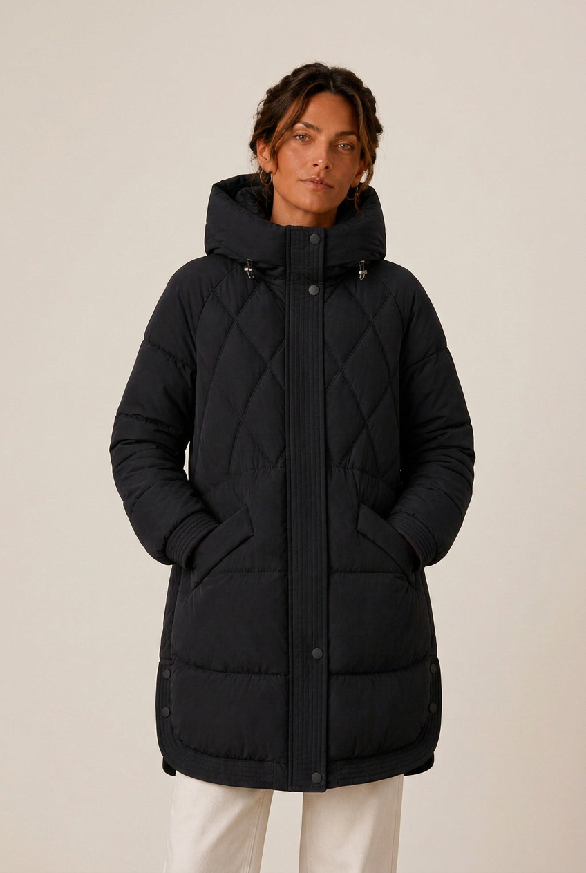 Valentina | Women's Quilted Longline Hooded Down Jacket